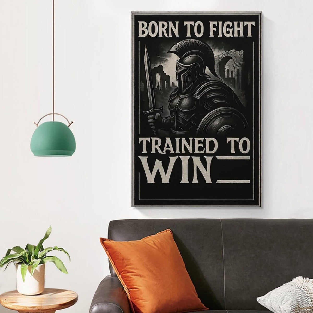 Born to Fight Trained to Win Spartan Warrior Motivational Poster Canvas Printing Wall Art Prints Wall Decor Posters Vintage Black White Gym Office Living Room Bedroom 24x36inch (style-37 / 24x36inch(60x90cm) Unframe)