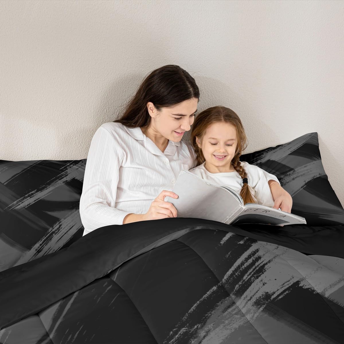 Black Grey Comforter Set Twin Size Bedding Set (Multi 45692 / Twin)