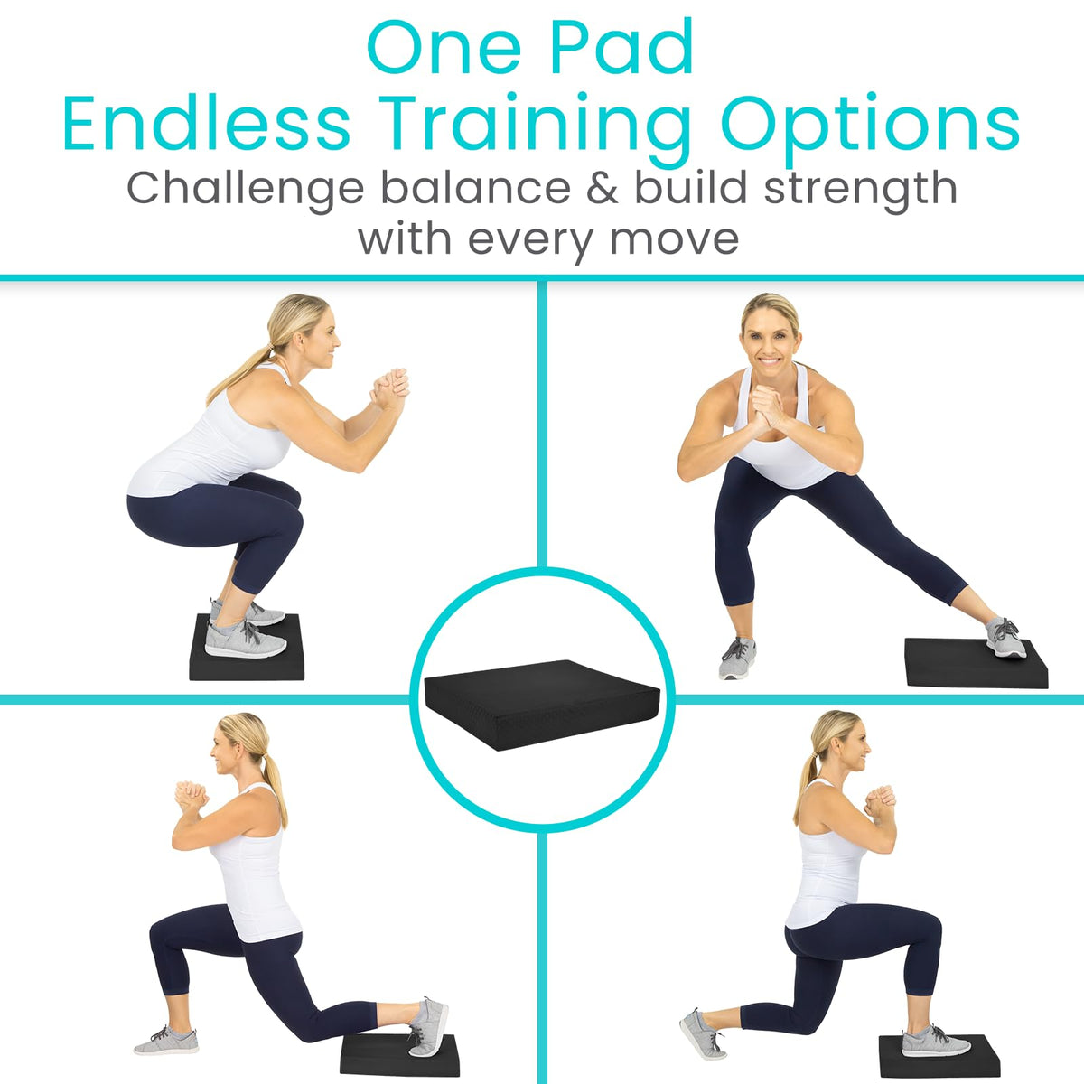 Balance Pad Foam Board Yoga Mat Block for Physical Therapy (Midnight Black)