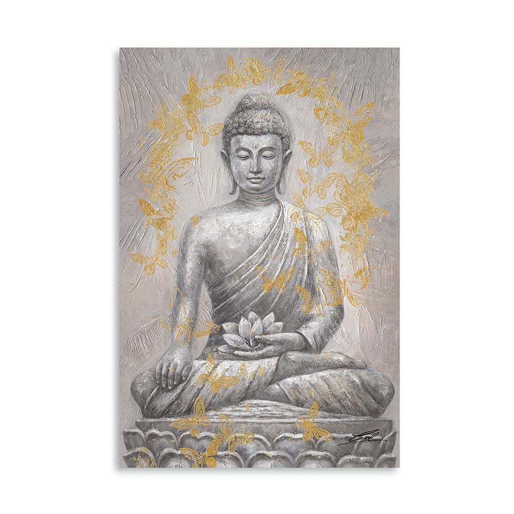 Buddha Canvas Wall Art Gold (24"L x 16"W / Brown Mandala Buddha)