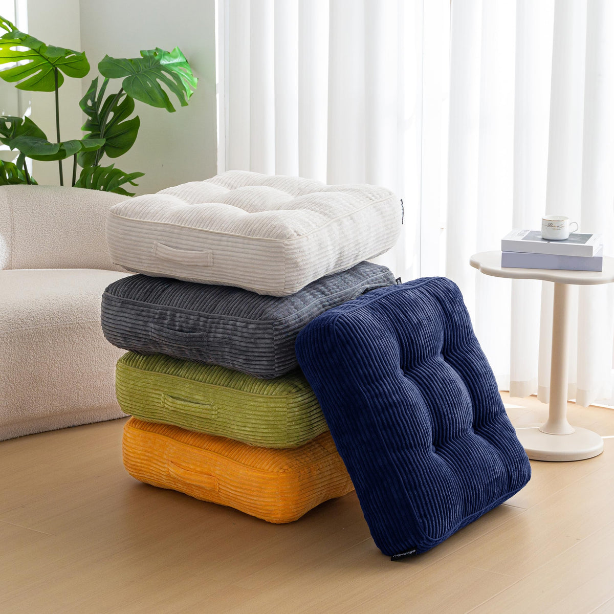 6" Extra Thick Floor Pillow Cushion for Adults (Square Navy / 6" Thick(Pack of 2))