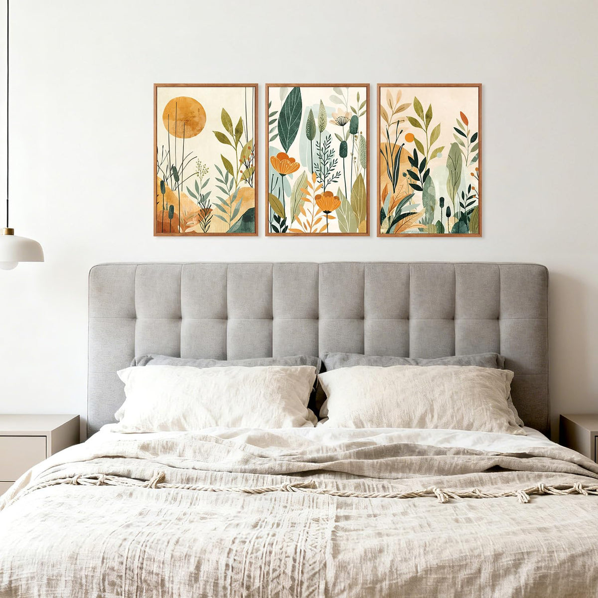 Boho Botanical Framed Wall Art Set (Boho floral / 16"L x 24"W)