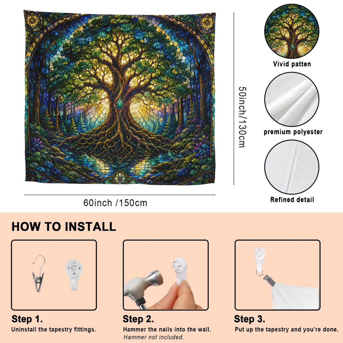 Tree of Life Tapestry 60x50 (Jewel Tree Glow)