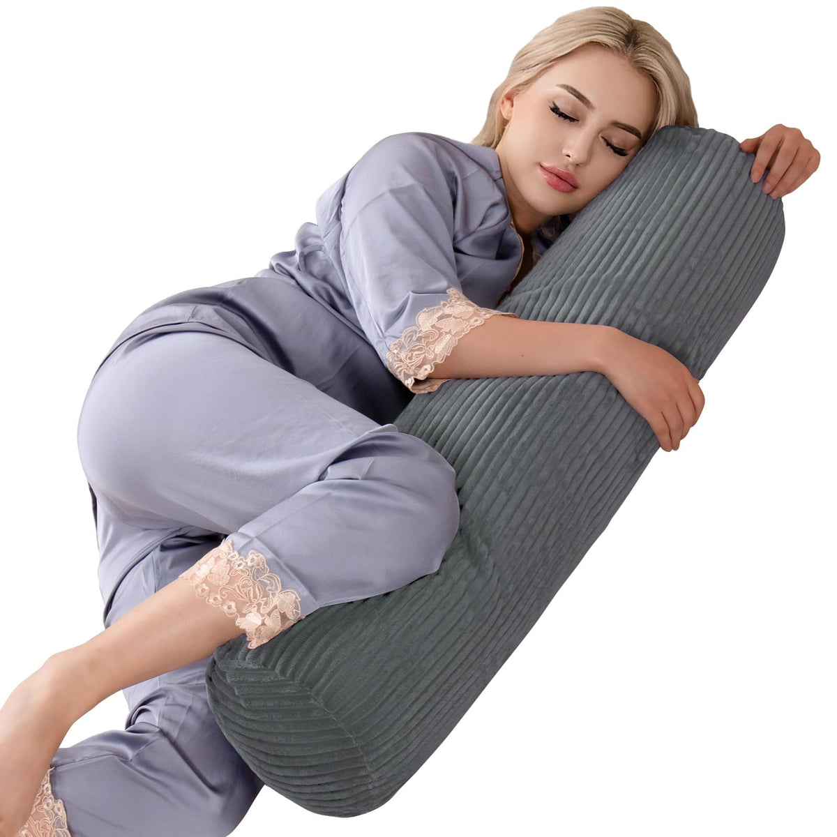Body Pillow for Adults (Dark Grey (Corduroy) / 35 inch)