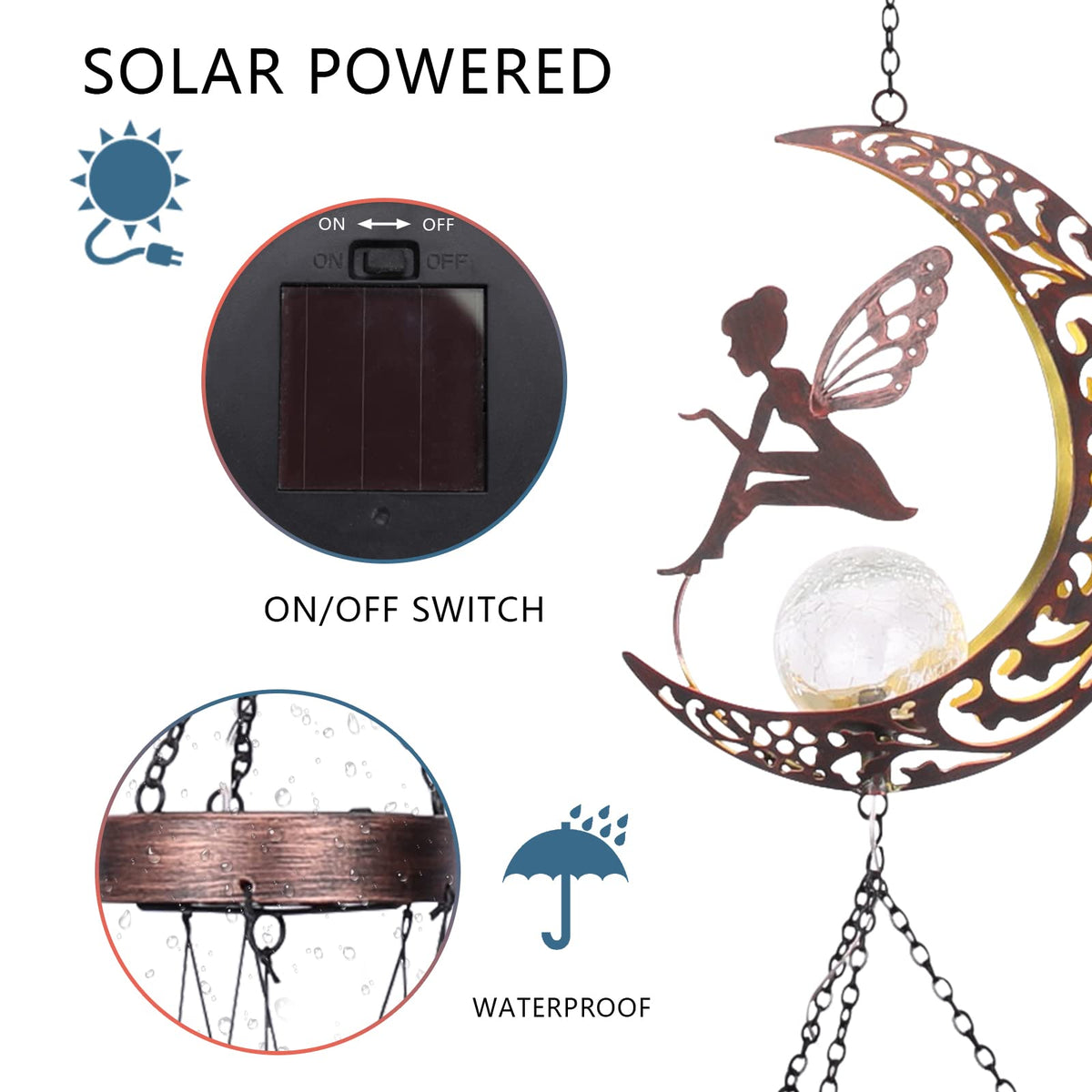 Solar Wind Chime for Outside (43.5")