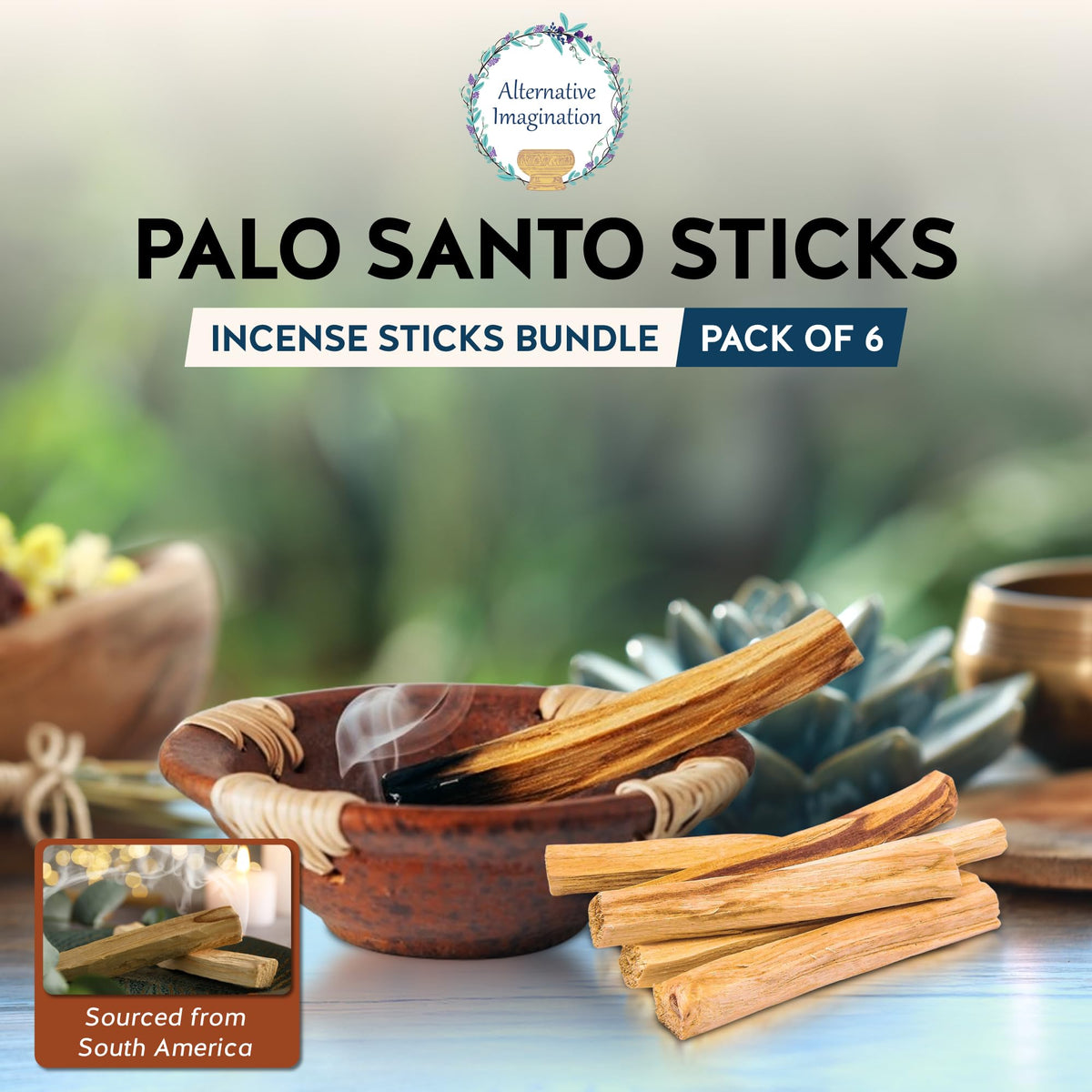 Palo Santo 6 Holy Wood Incense Sticks for Smudging