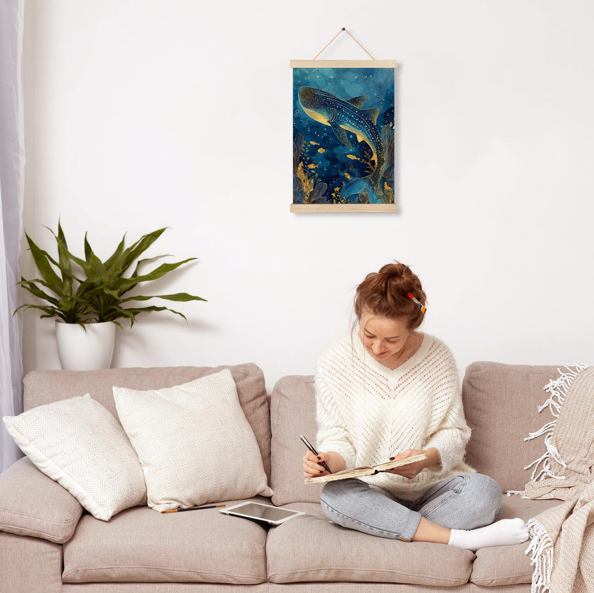 Blue and Gold Whale Shark Wall Art Decor (Blue and Gold Whale Shark Wall Art)