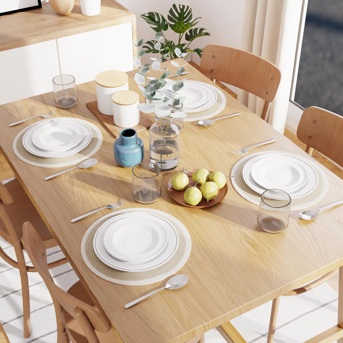 Placemats Round Cotton Dining Table Mats 13" (Beige & Off White / 13" (Set of 4))