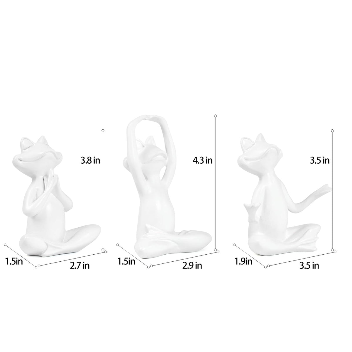 White Frog Yoga Figurines 3 Pcs (White Frog-3)