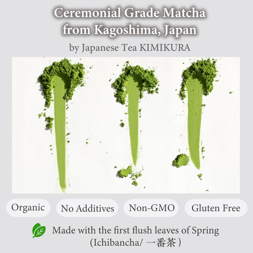 KIMIKURA ORGANIC CEREMONIAL Matcha Green Tea Powder from Kagoshima 300g (300g/10.5oz (3 packs))