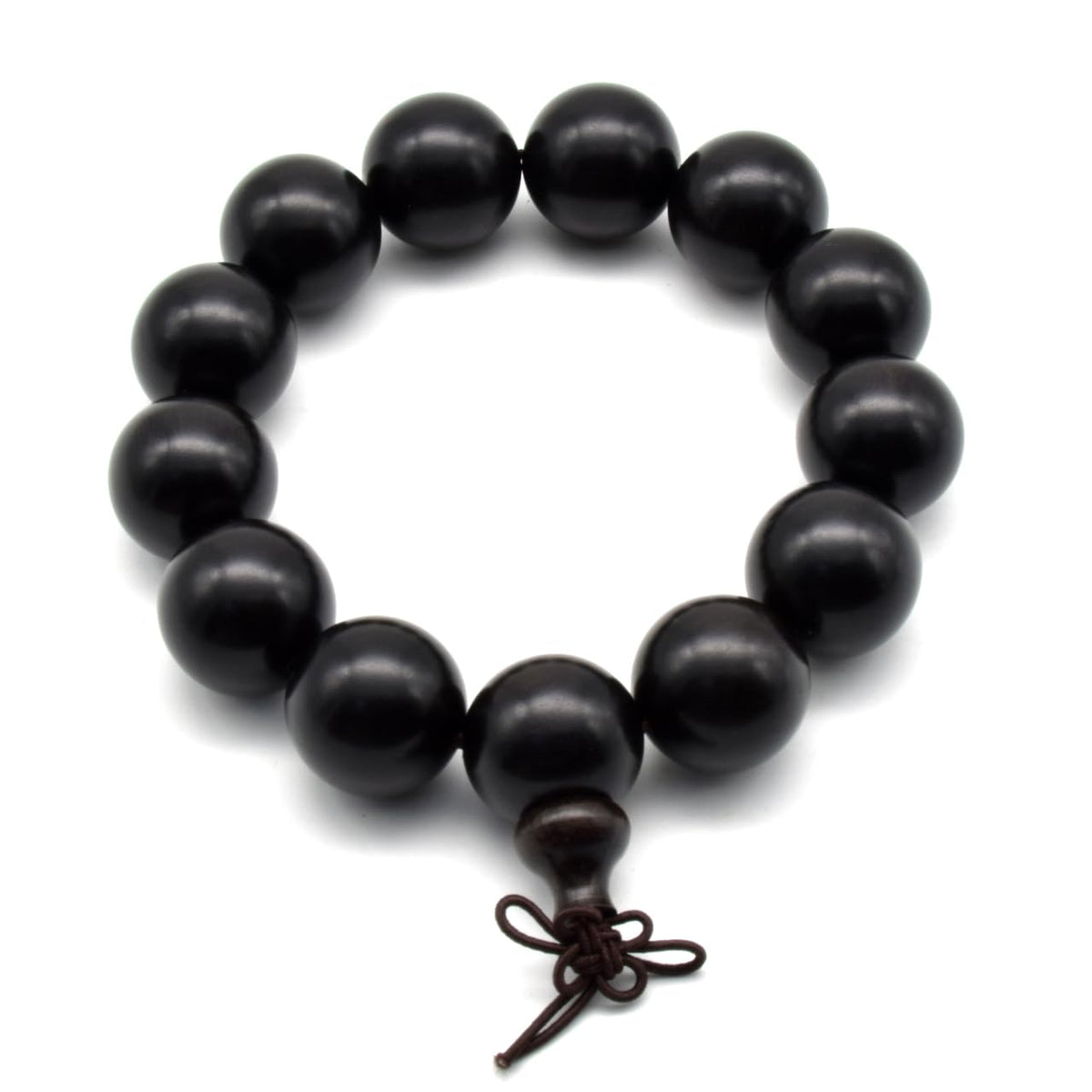 Unisex Natural Ebony Wood Buddhist Prayer Bead Necklace Bracelet Tibetan Prayer Mala Beaded Black (18mm 13beads)