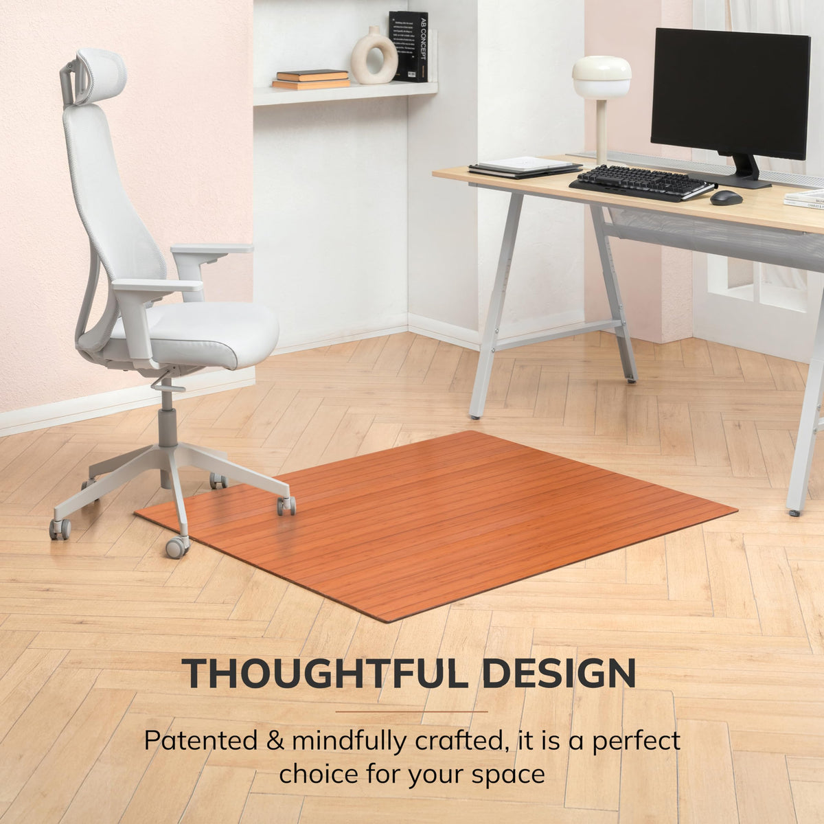 48" x 42" Bamboo Office Chair Mat for Carpet & Hardwood Floor (Walnut / 48" x 42" / Without Lip)