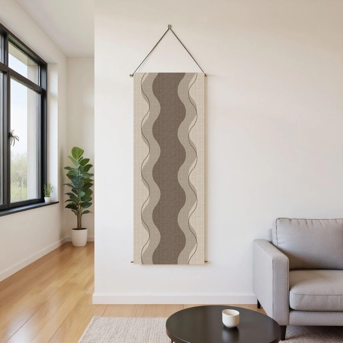 Japanese Tapestry Wall Art Good Fortune Feng Shui Lucky Symbols W15.7xH47.2" (Vertical wave)