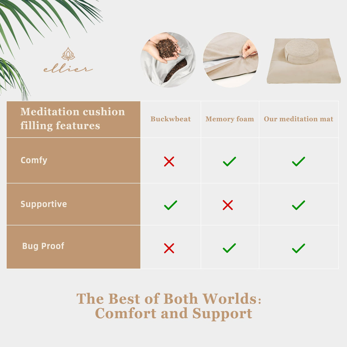 Zafu & Zabuton Meditation Cushion Set (Khaki)
