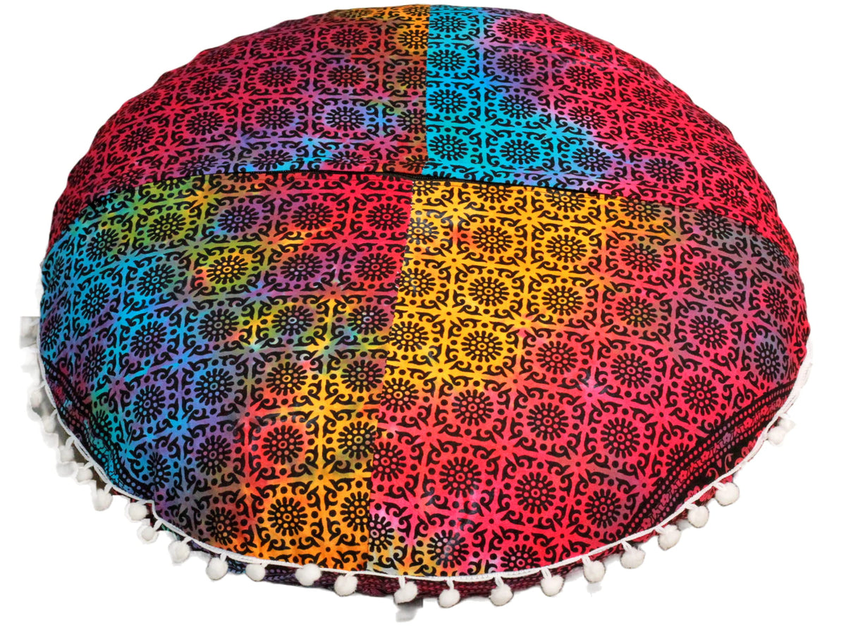 32" Large Round Bohemian Floor Pillow Cover Boho Pouf Cover Mandala Meditation Room Pillows Cover Adults Seating Poufs Cushion Cover for Kids Reading Playroom Multi Elephant (Multi Elephant)