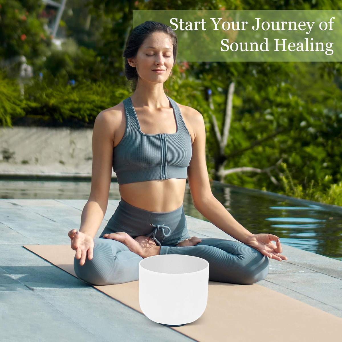 432HZ 8 Inchs D Note White Frosted Crystal Singing Bowl for Meditation Healing Yoga Chakra Quartz Crystal Sound Bowls with Heavy Duty Carry Case and Rubber Mallet (8 inch Sacral Chakra / D Note White)