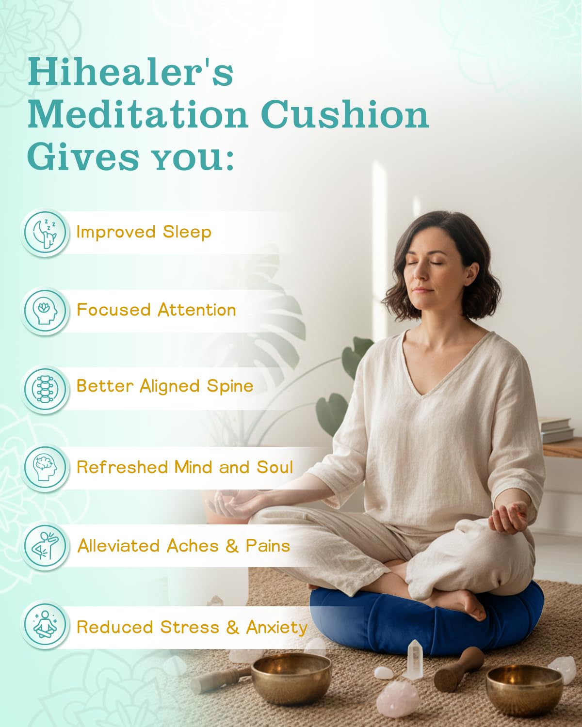 Premium Crescent Meditation Cushion (Blue)