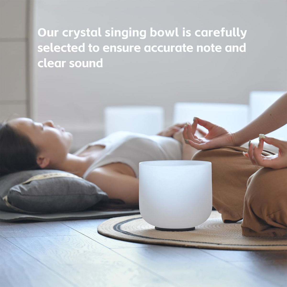 432HZ 7 Inch F Note Heart Chakra Frosted Quartz Crystal Singing Bowl (7 inch F)