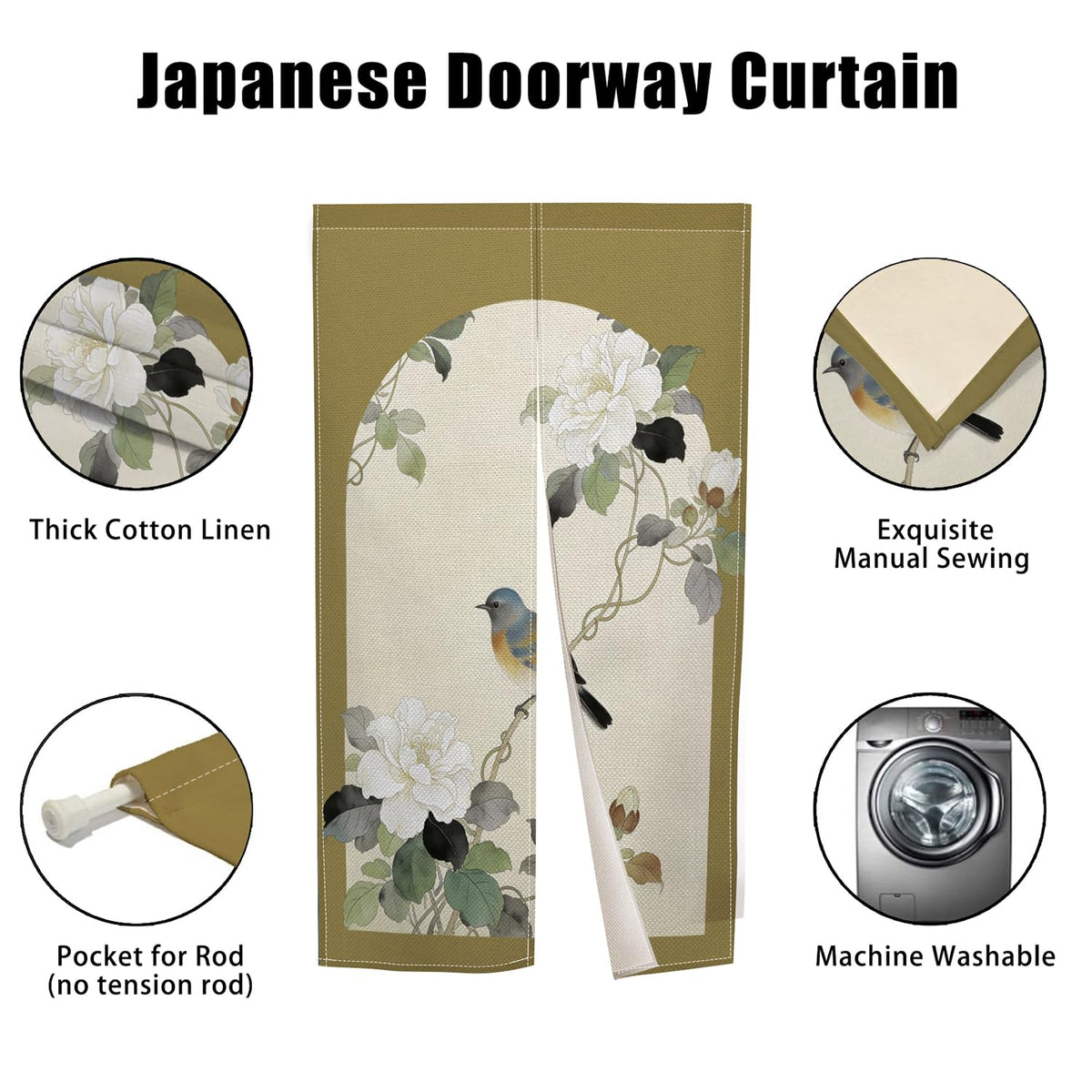 Japanese Noren Doorway Curtain (Green)