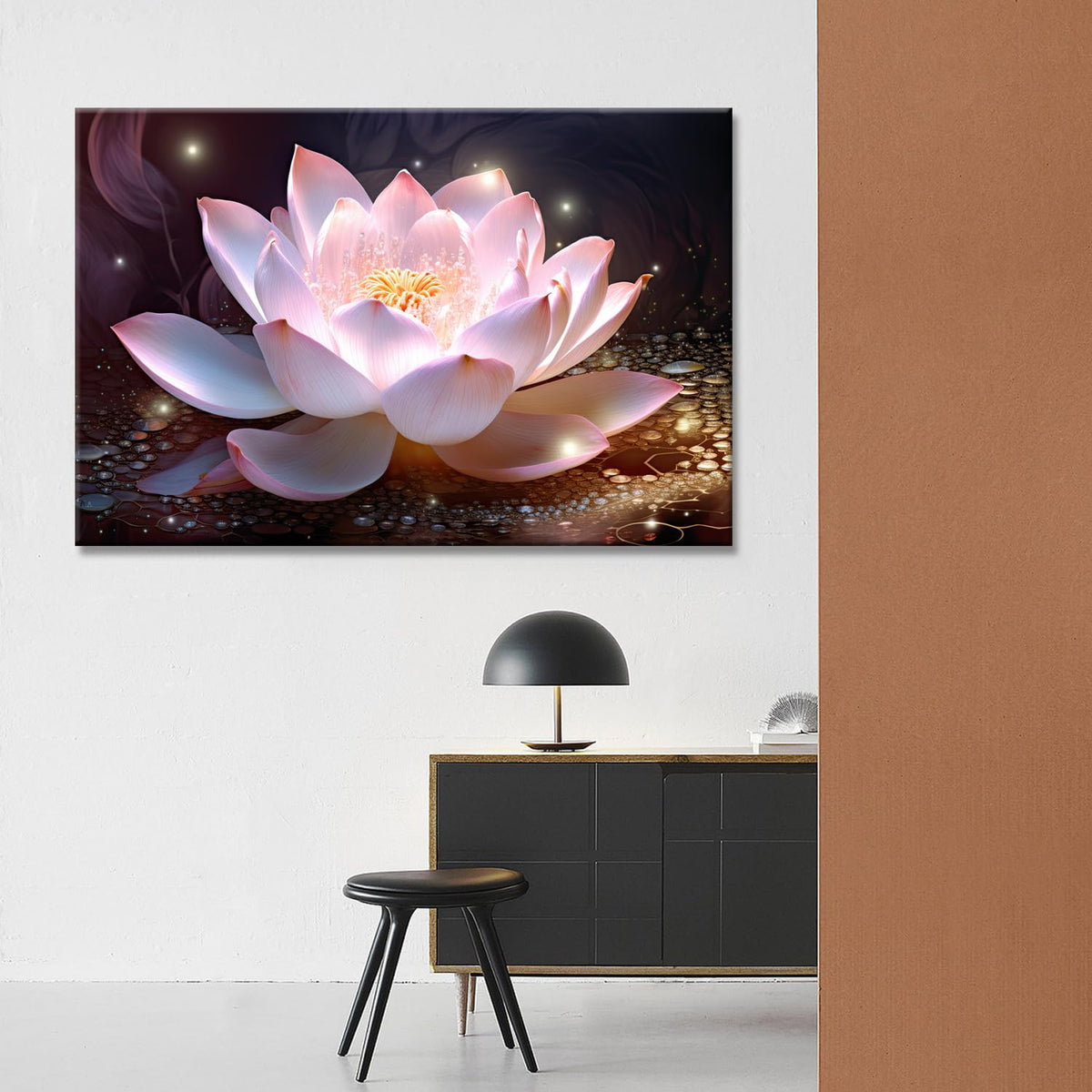 Flower Canvas Wall Art Closeup of Lotus Flower Print Artwork Picture for Home Living Room Bathroom Decor Gallery Wrap Ready to Hang (Lotus 07 / 24"L x 16"W)
