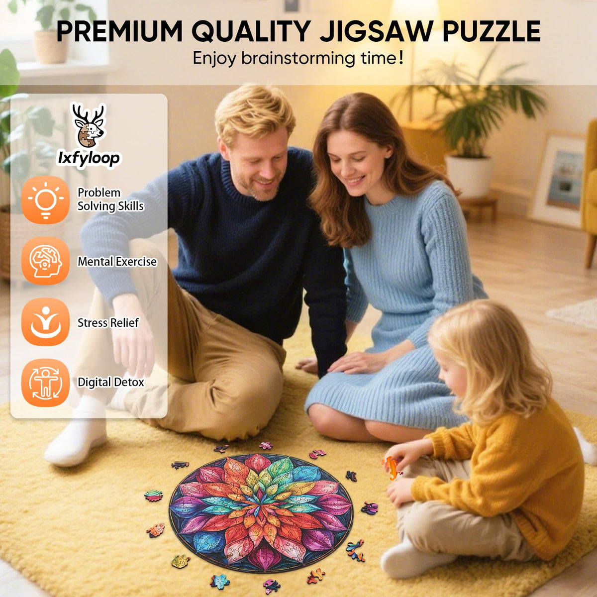Mandala Wooden Puzzle (Color Lotus / Large)