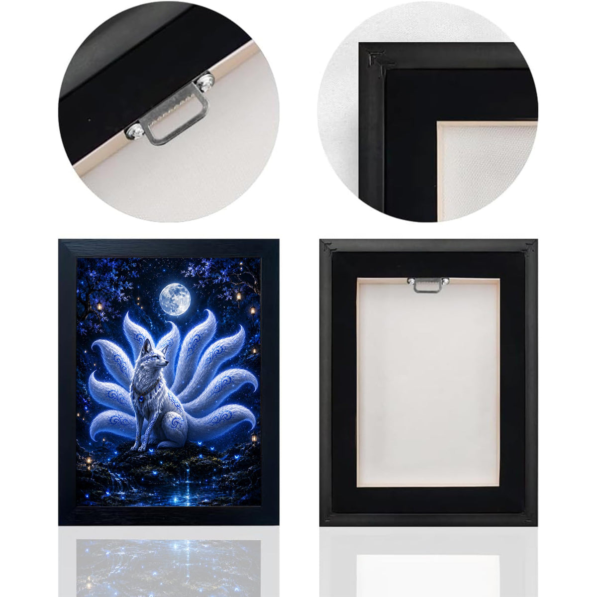 Nine Tailed Fox Decor Wall Art (Wall Art Framed 22 / 24"L x 16"W)
