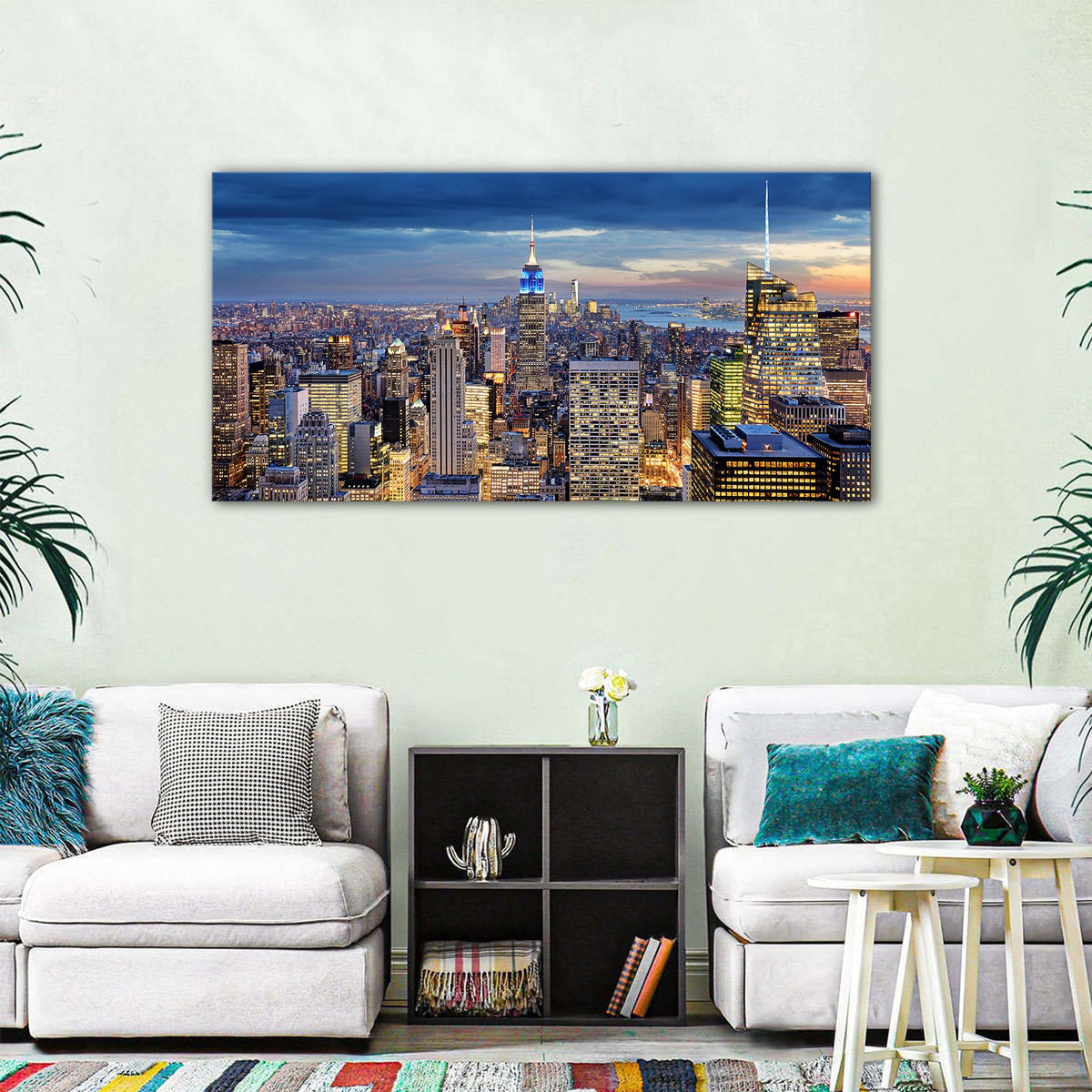 Extra Large New York City Wall Art NYC Skyline Office Wall Decor Sunset Manhattan Skyline Canvas Prints Modern Skyscraper Cityscape Pictures Artwork for Living Room Bedroom Home Decoration 30x60" (60"L x 30"W / NewYork)