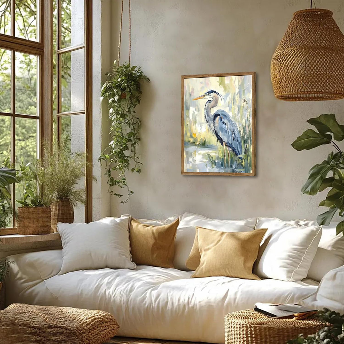 Framed Blue Heron Wall Art (Heron / 16"L x 12"W)