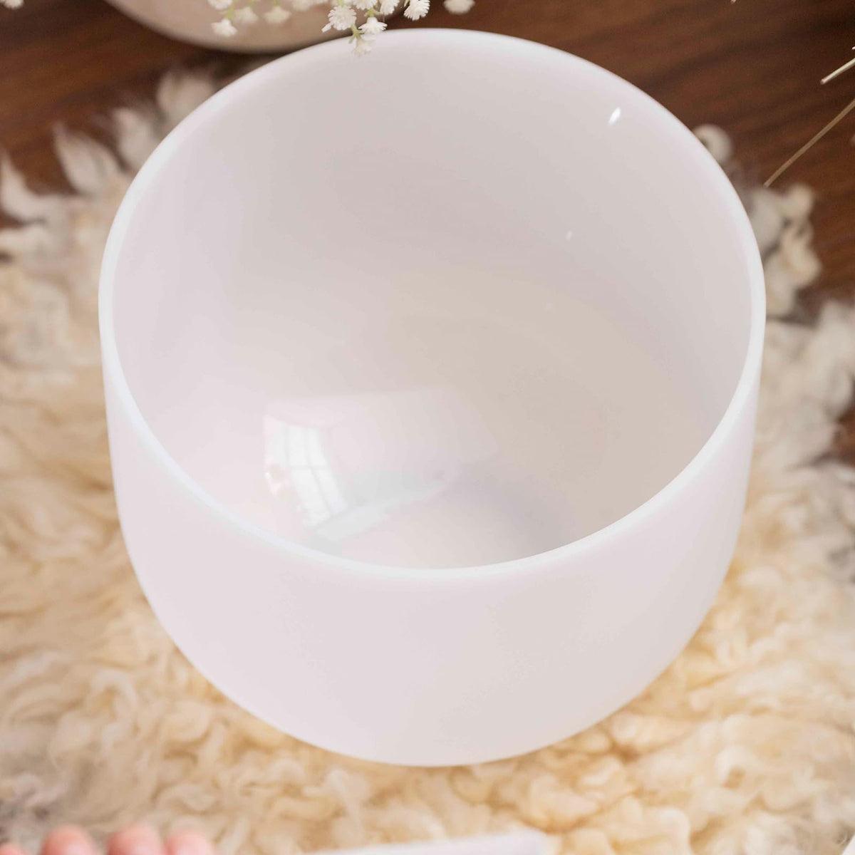 528HZ 8 Inch C Note Crystal Singing Bowl Sound Healing Meditation (8"C 528hz White)