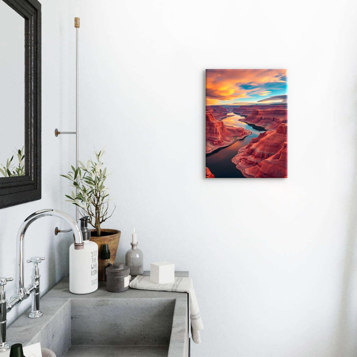 Glen Canyon Mountain Wall Art Colorado River Scenery Wall Decor Arizona National Park Posters Nature Western Landscape Photo Canvas Prints Artwork for Bedroom Living Room Home Decoration 12x16" (16"L x 12"W / Glen Canyon)