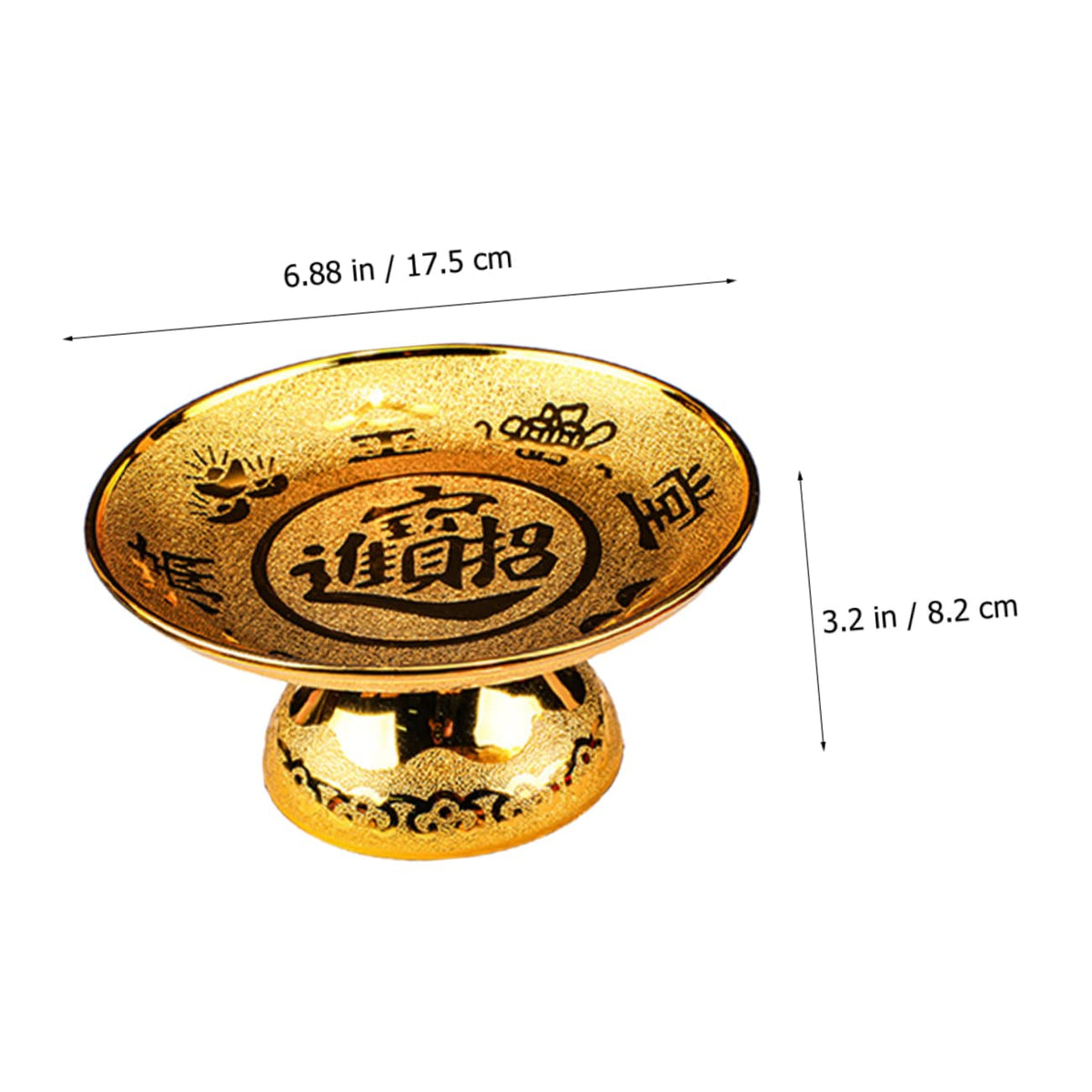 Utensil Tray 2pcs Buddhist Plate Offering Bowls Footed Fruit Tray Dessert Snack Container Tinplate Bowl Blessing Bowl for Rituals Incense Smudging Decoration Golden 7inch Cutlery (17.5x17.5CM)