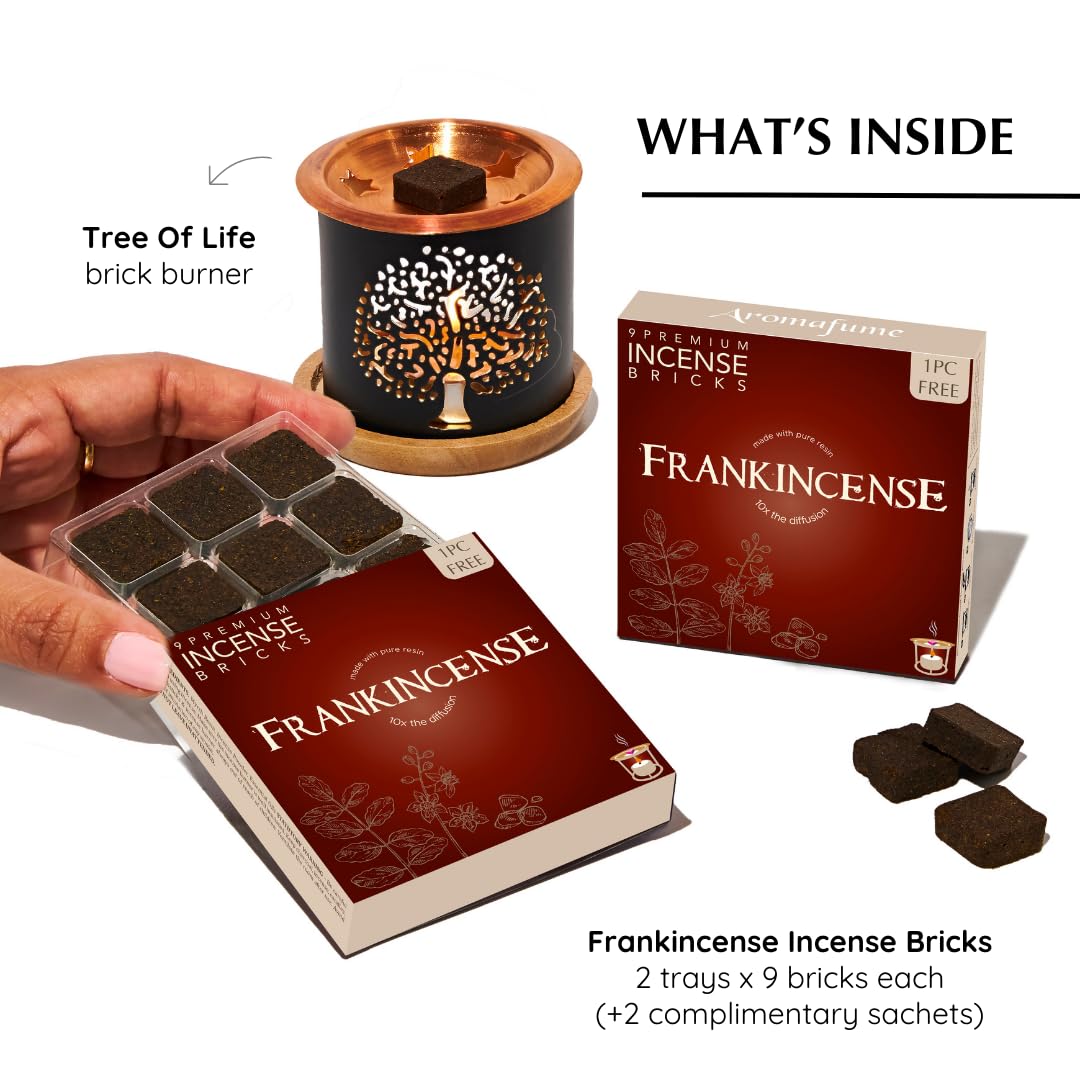 Frankincense Smokeless Incense Bricks & Tree of Life Burner (2 Frank+tree)