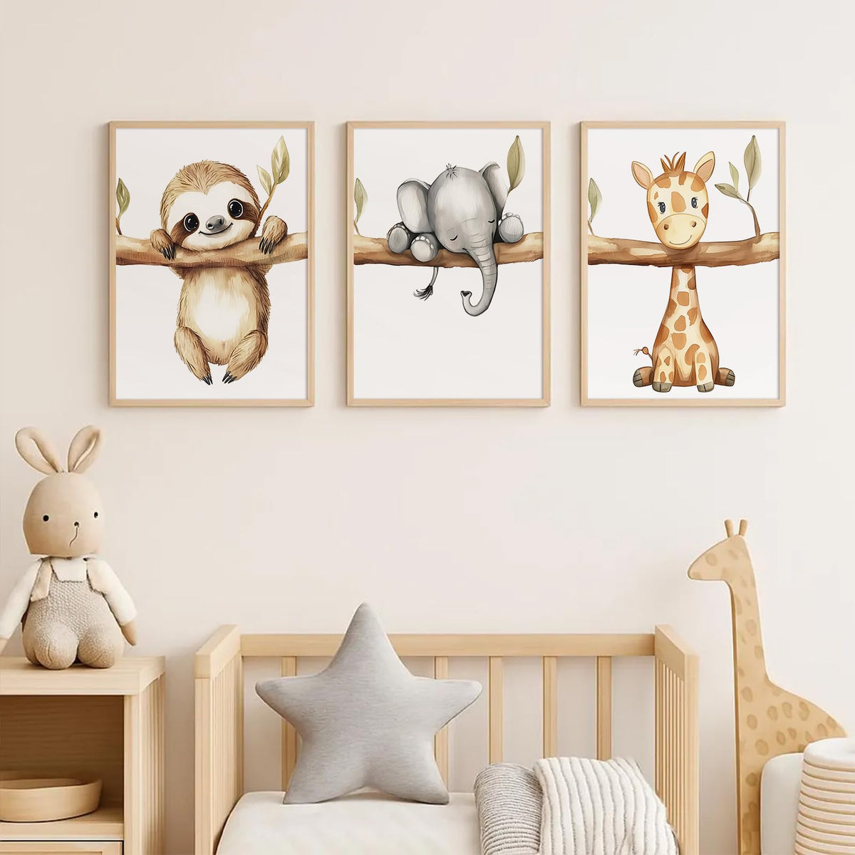Nursery Animal Wall Art Decor Baby Boy Room Pictures Jungle Safari Nursery Canvas Wall Decor Woodland Animal Poster Jungle Elephant Prints Artwork for Boy Kids Girl Bedroom 8x10x3 Inch Unframed (8x10 Inch Unframed / Animal Hang Tree Prints)