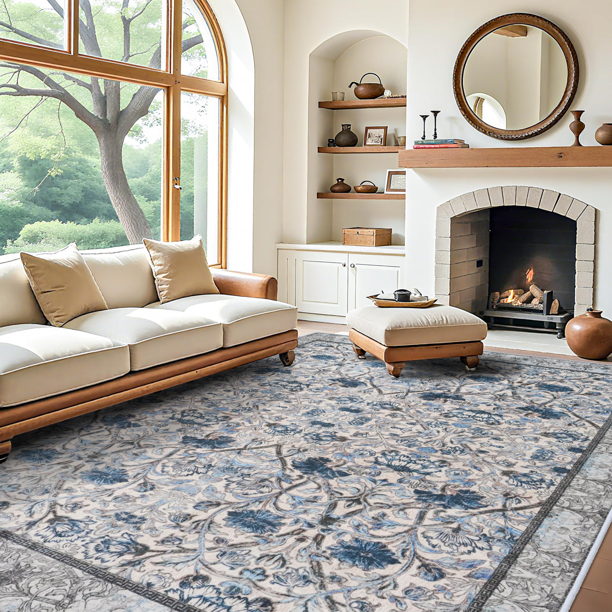 10 x 12 Area Rug Living Room (Blue/Cream / 10' x 12' (Rectangular))