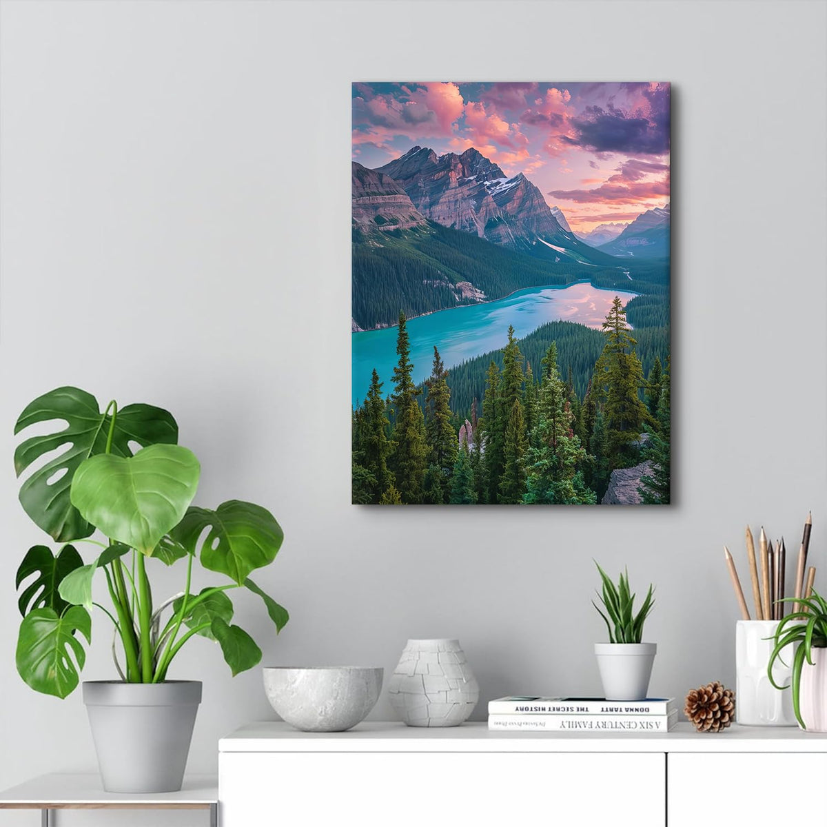 Mountain Wall Art Banff National Park Posters Rocky Mountains Pictures Wall Decor Nature Forest Landscape Canvas Prints Moraine Lake Scenery Painting for Living Room Bedroom Home Decorations 12x16" (16"L x 12"W / Baff National Park)