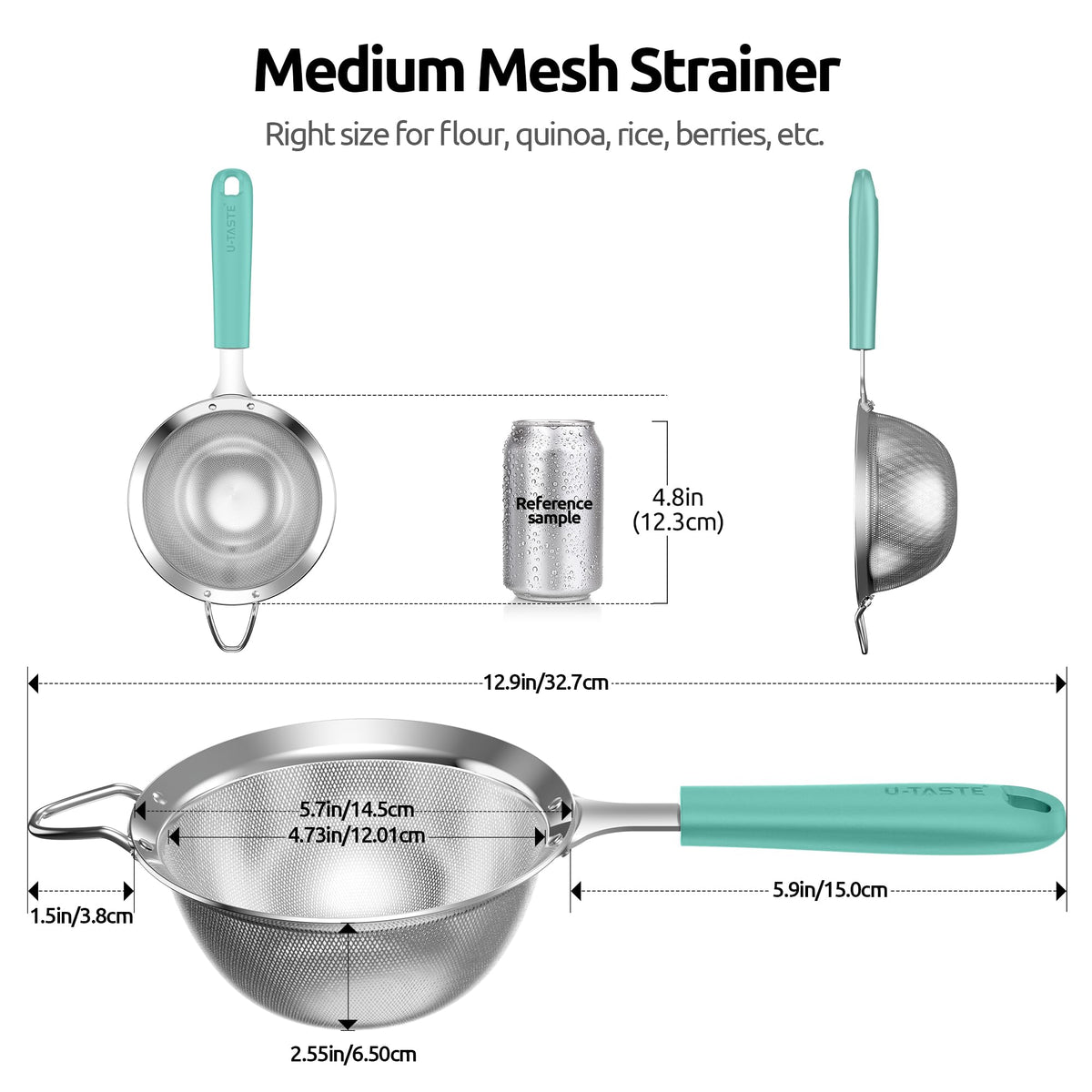 Fine Mesh Strainer (M-4.73in / (1) Aqua Sky)