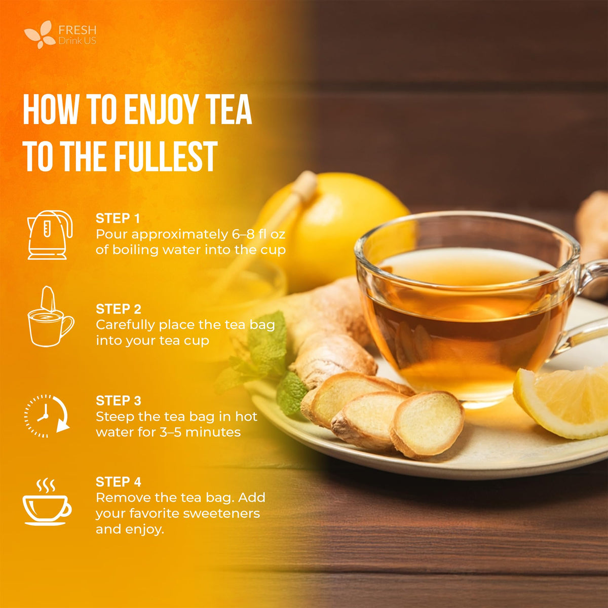 Premium 75 Lemon Ginger Tea Bags (75 Tea Bags)