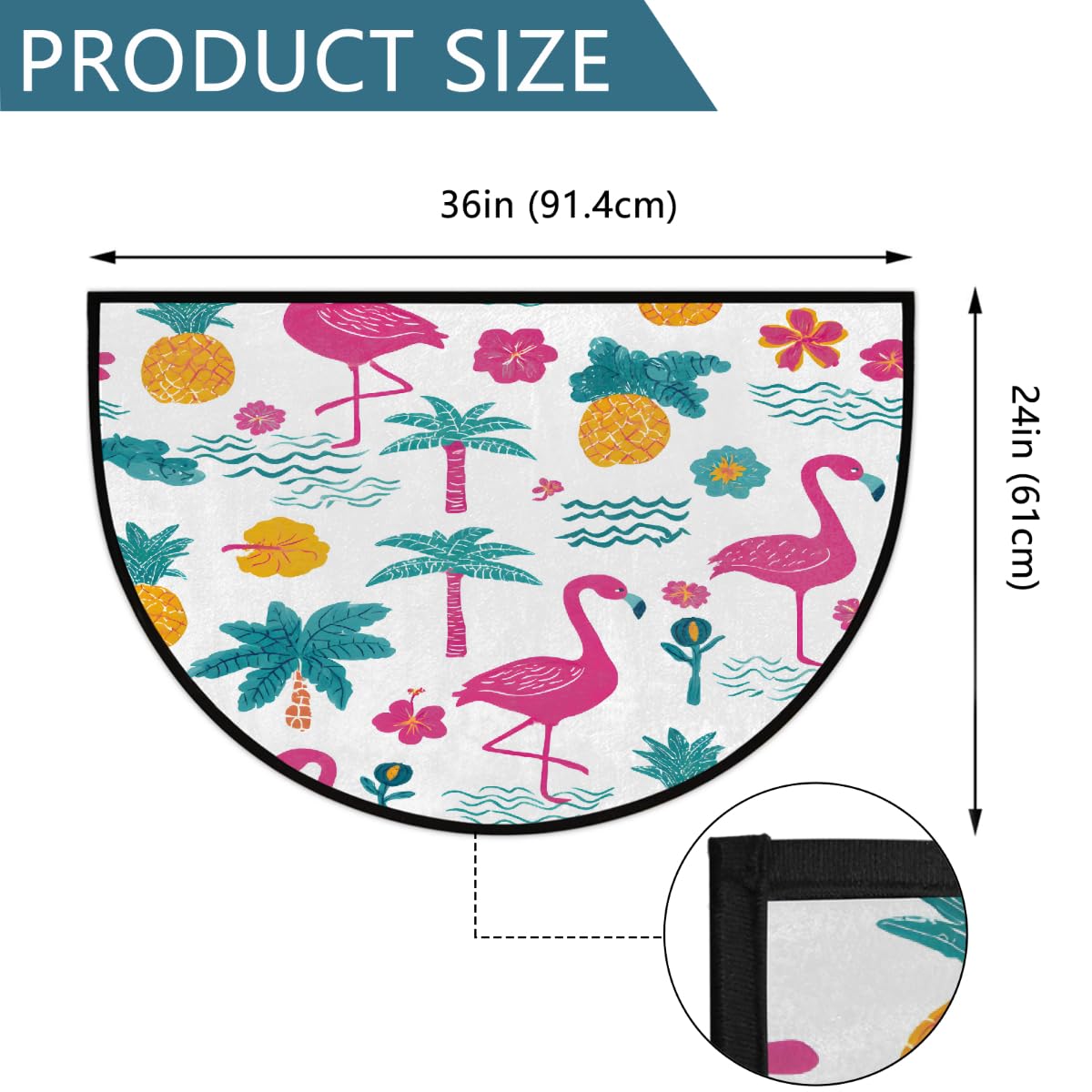 Flamingo Half Round Door Mat Semi Moon Rug Fireplace Carpet Area Rugs (Color2)