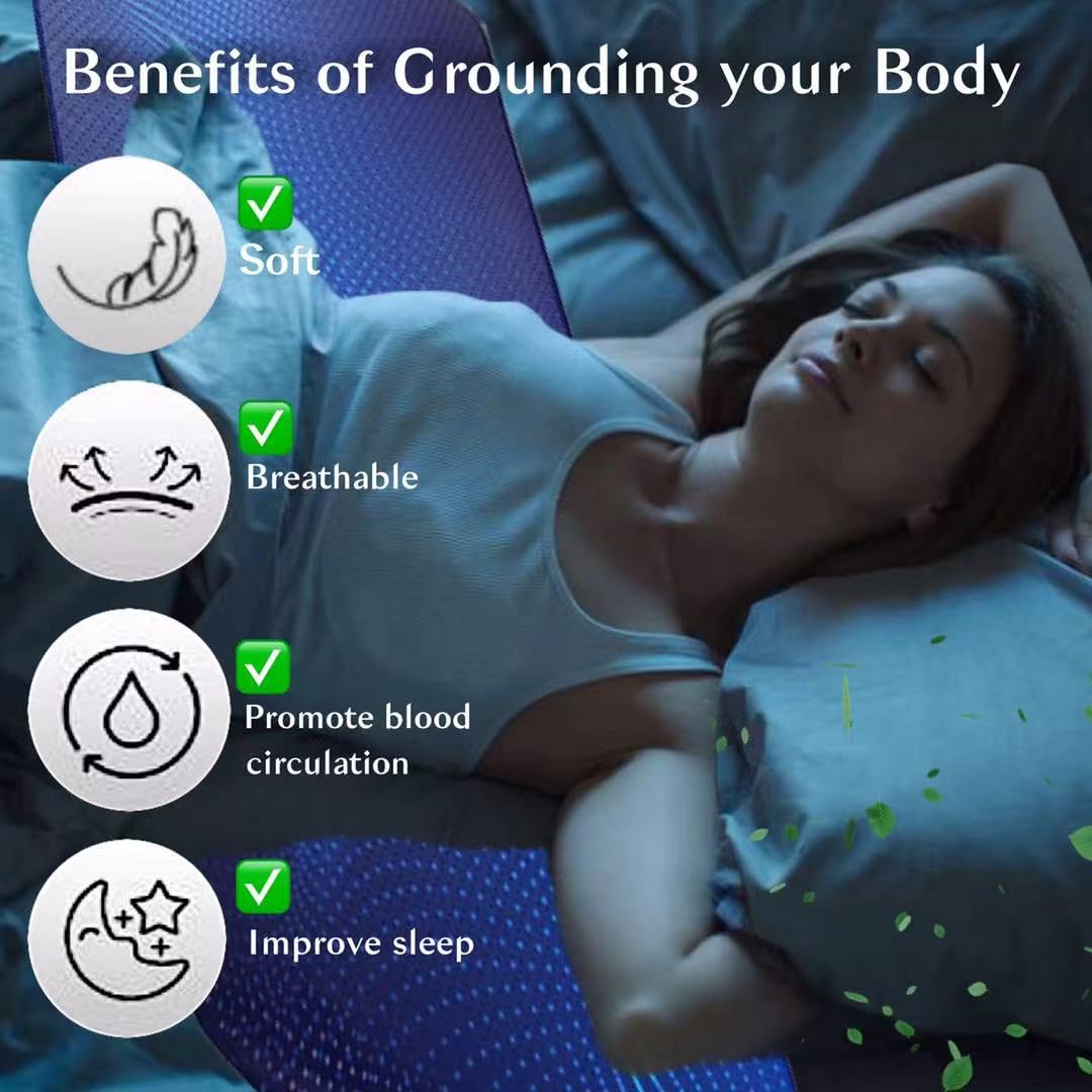 Grounding Mat for Bed King Size 78"×27" with Adjustable Straps (Black / King)