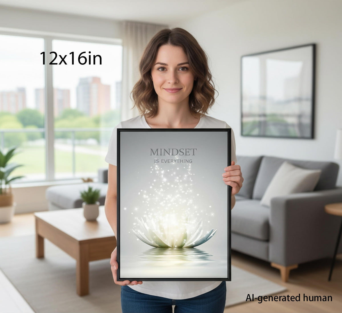 Framed Lotus Wall Art (lotus / 16"L x 12"W)