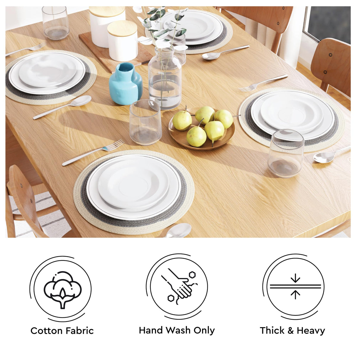 Dining Placemats (Light Grey & Off White / 13" (Set of 4))