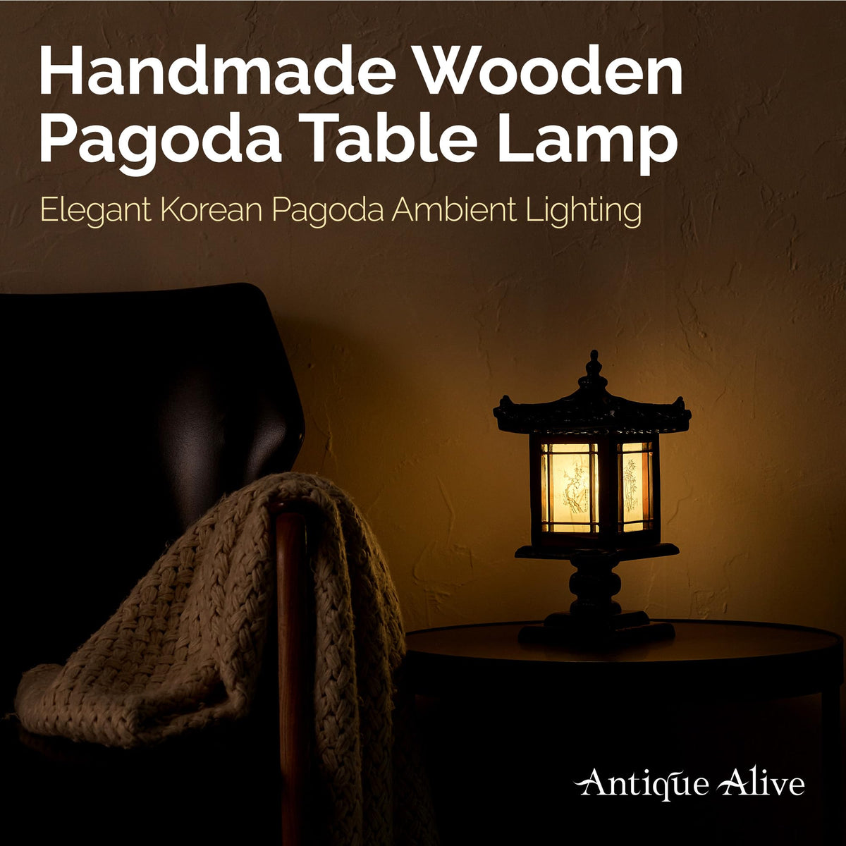 Traditional Korean Wood Lamp (Pavilion)