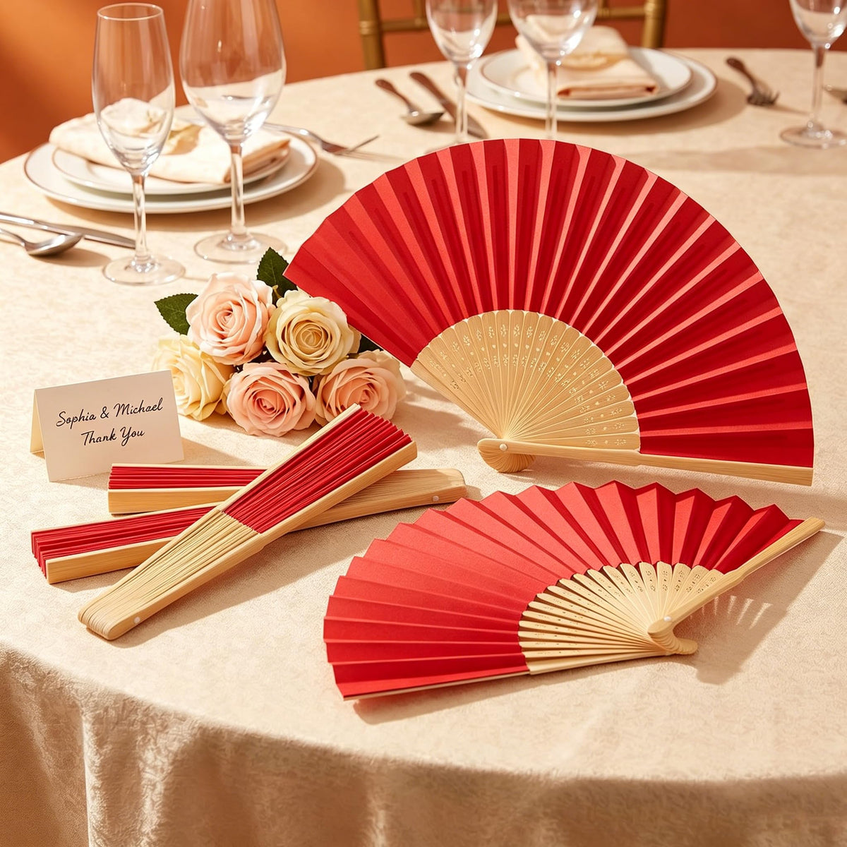 Paper Hand Fans (Red)