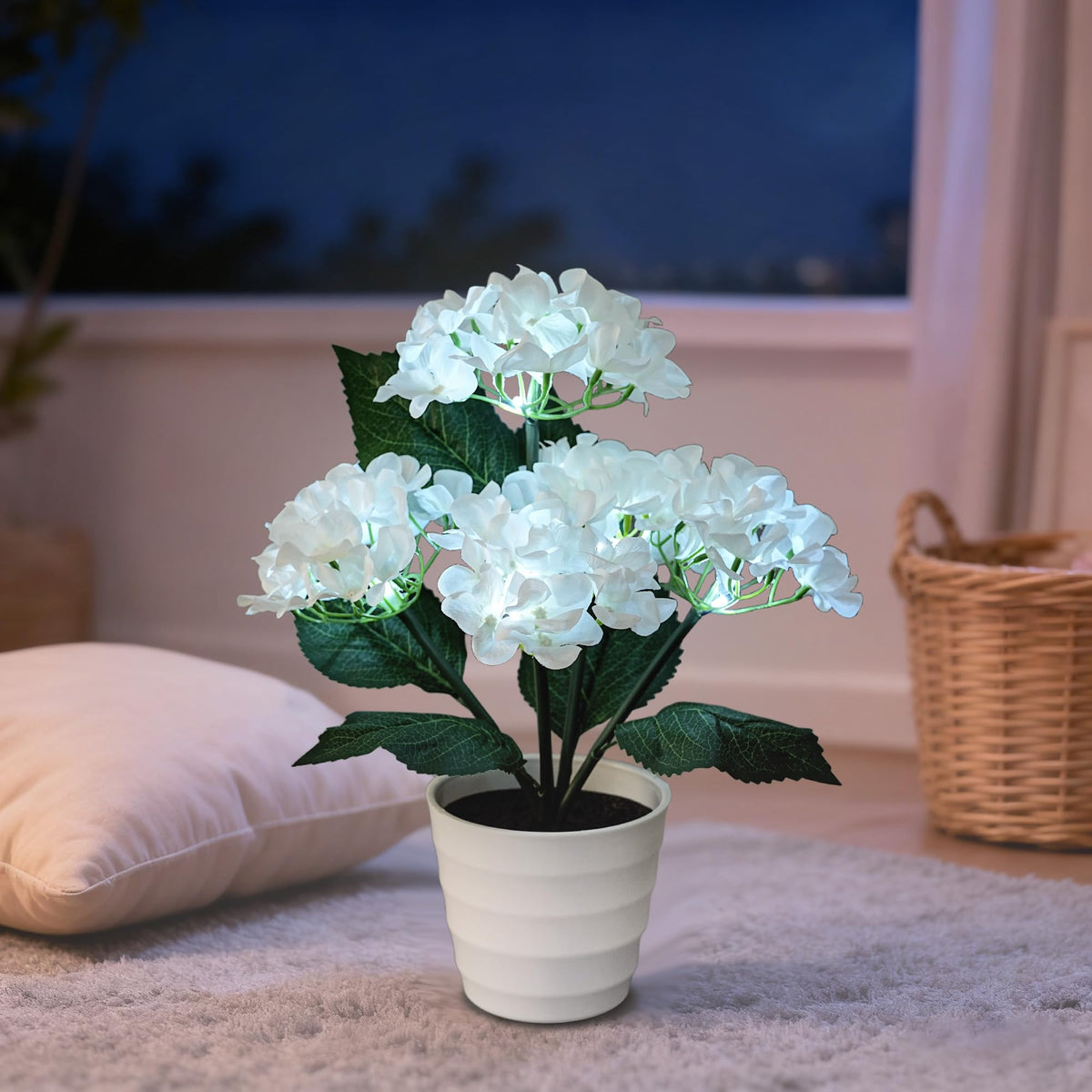 White Hydrangea Flower Lamp Flower Decor for Birthday Mothers Day Christmas (HYDRANGEA FLOWR-W)