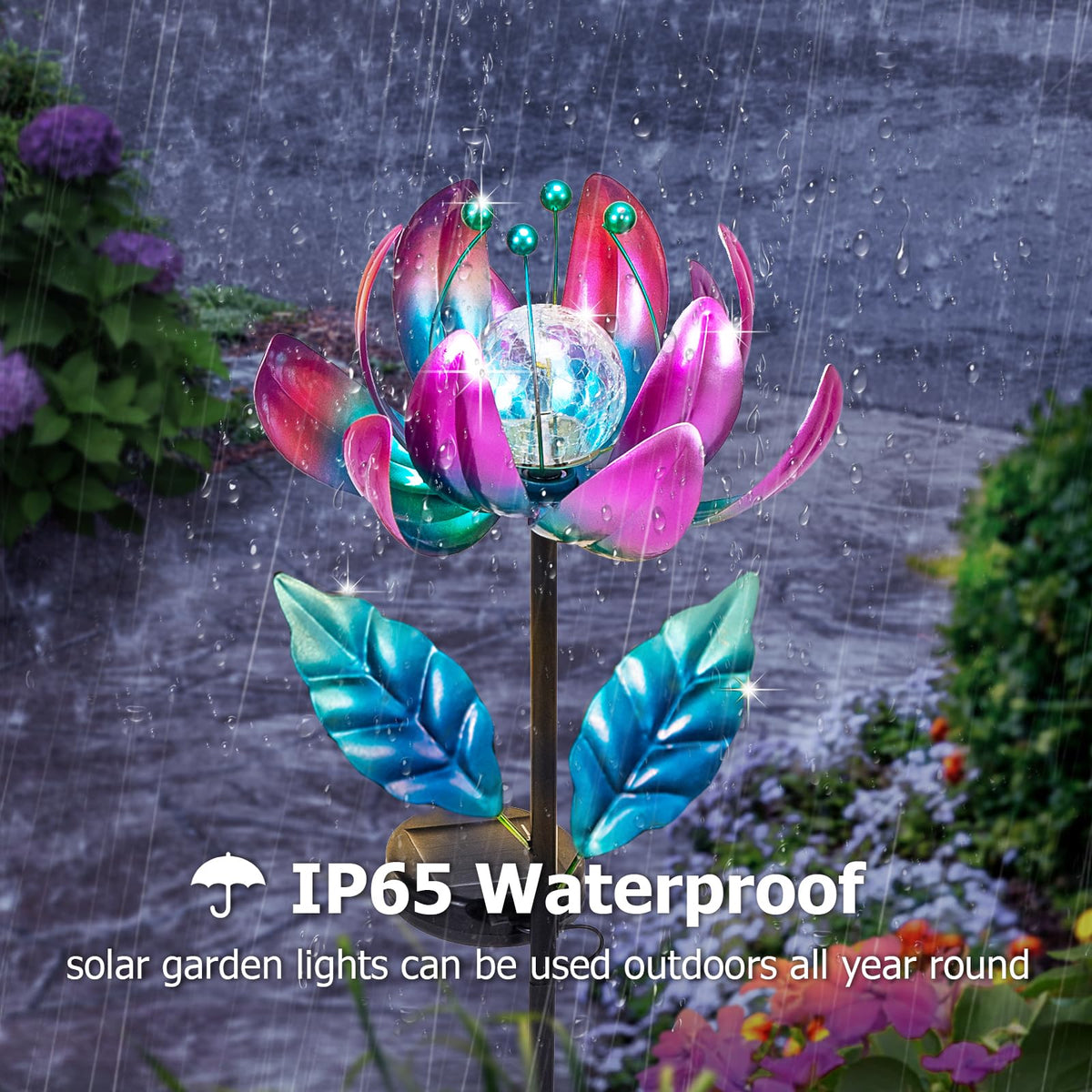 Outdoor Garden Decor Solar Spinners Lights (Purple-standard)