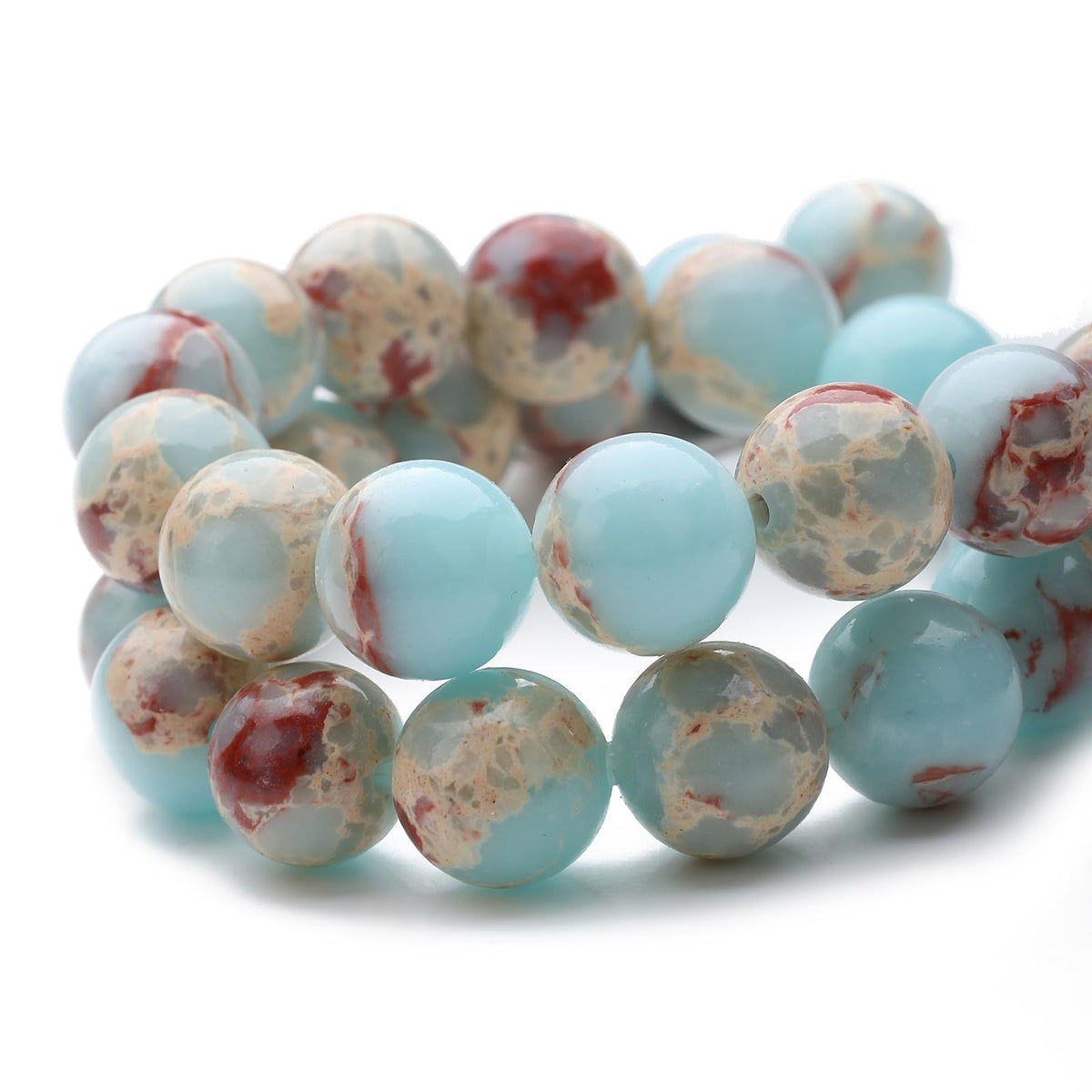 108Pcs Blue Imperial Spacer Loose Beads Bulk with Holes Handcrafted for DIY Bracelets Jewelry Making Crafts Supplies (Blue Imperial / 8MM, 108pcs)