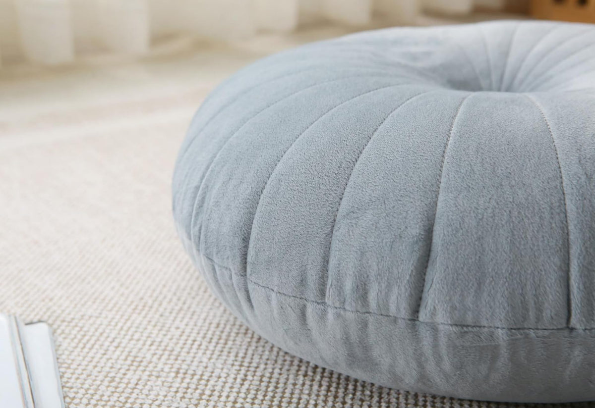 Floor Pillow Meditation Cushion Round Large Floor Pillows Seating for Adults (Grey / 18inches)