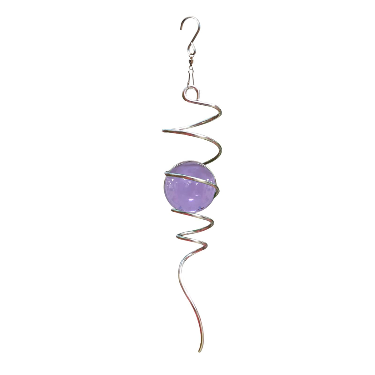 Gazing Ball Spiral Tail with Purple Glass Orb (Purple Glass Orb)