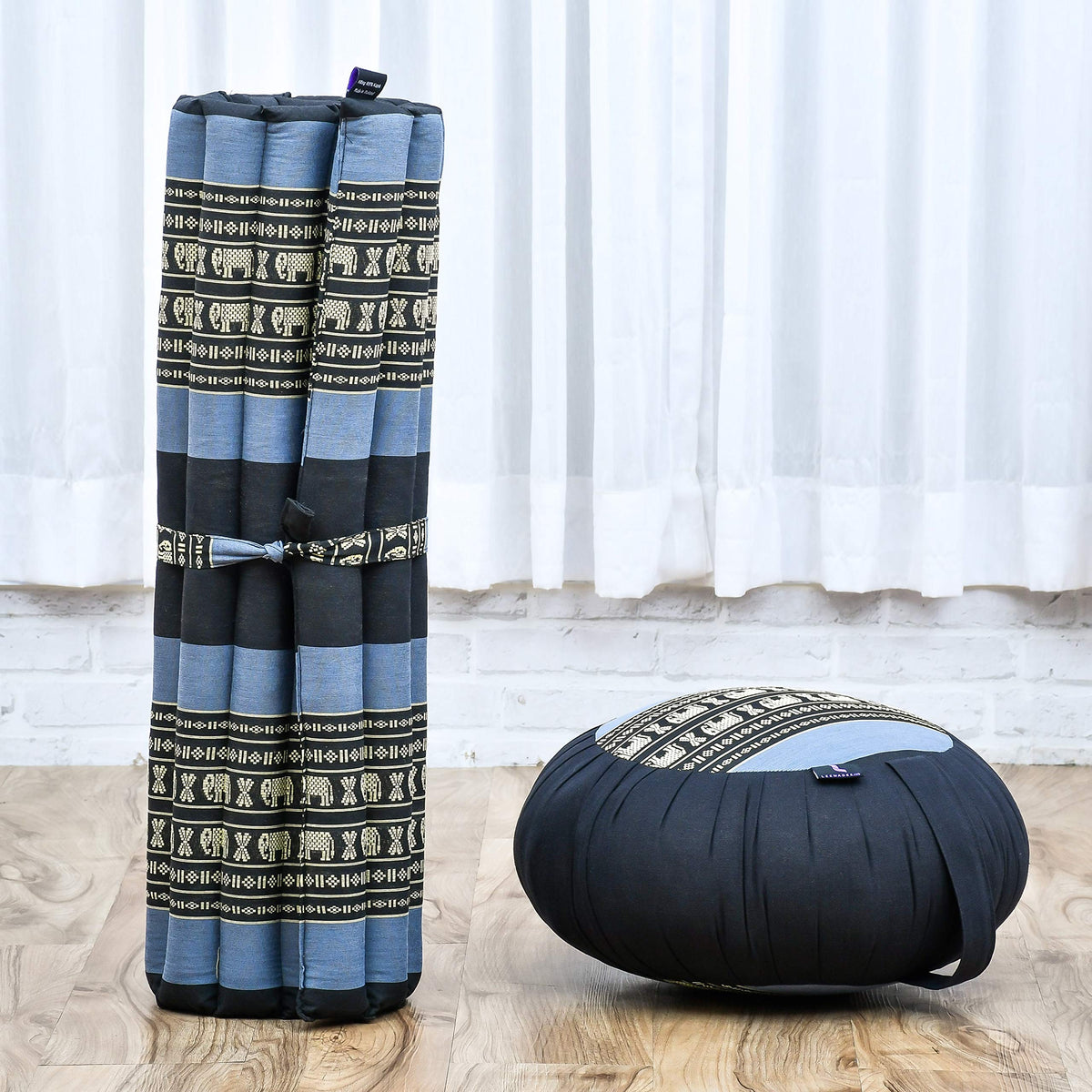 Meditation Cushion Zafu & Zabuton Set 28 x 28 inches Kapok Zazen (Sf15 - Blue)