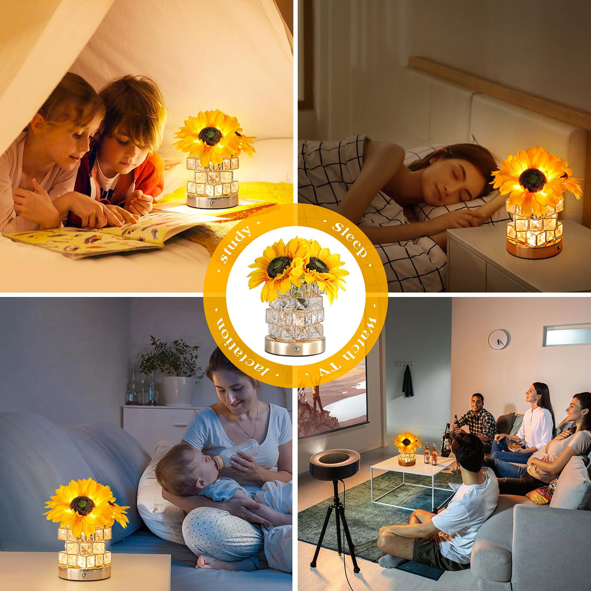 Sunflowers Flower Lamp Cordless Touch Table Lamp Birthday Gifts for Women (Sunflowers Flower Lamp)